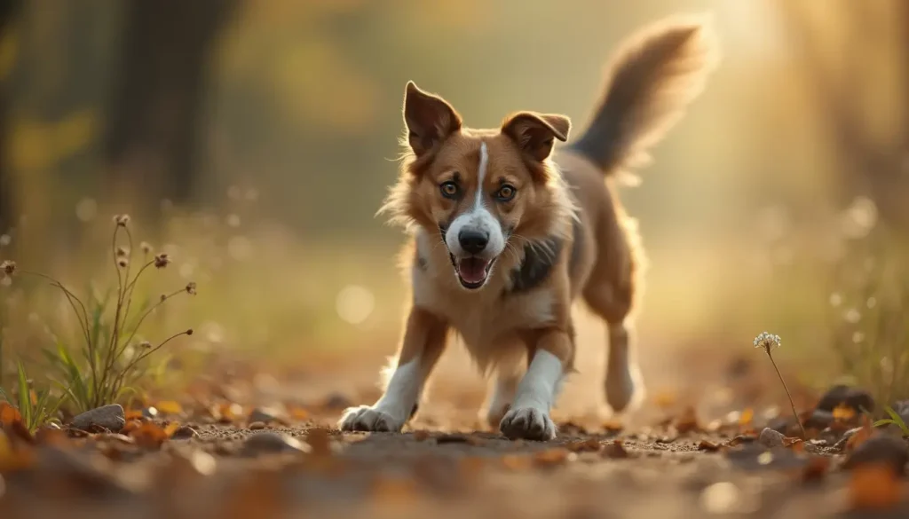 Hund rennt durch den Wald