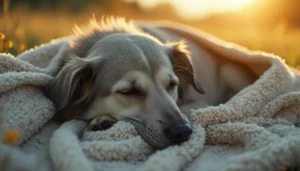 kranker Hund liegt auf Decke