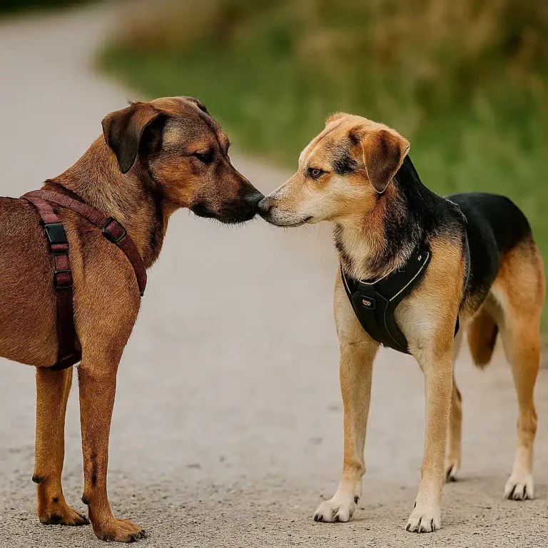 Zweit Hunde beschnuppern sich